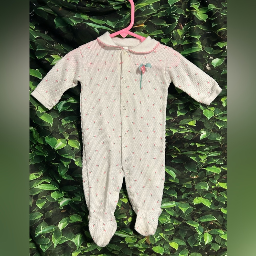 Vintage Baby Trimfit Sleep Play Footed 1 Piece Roses Infant Girls L 19-26 lb USA